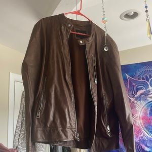 Brown Leather Jacket, Guess branded, XL